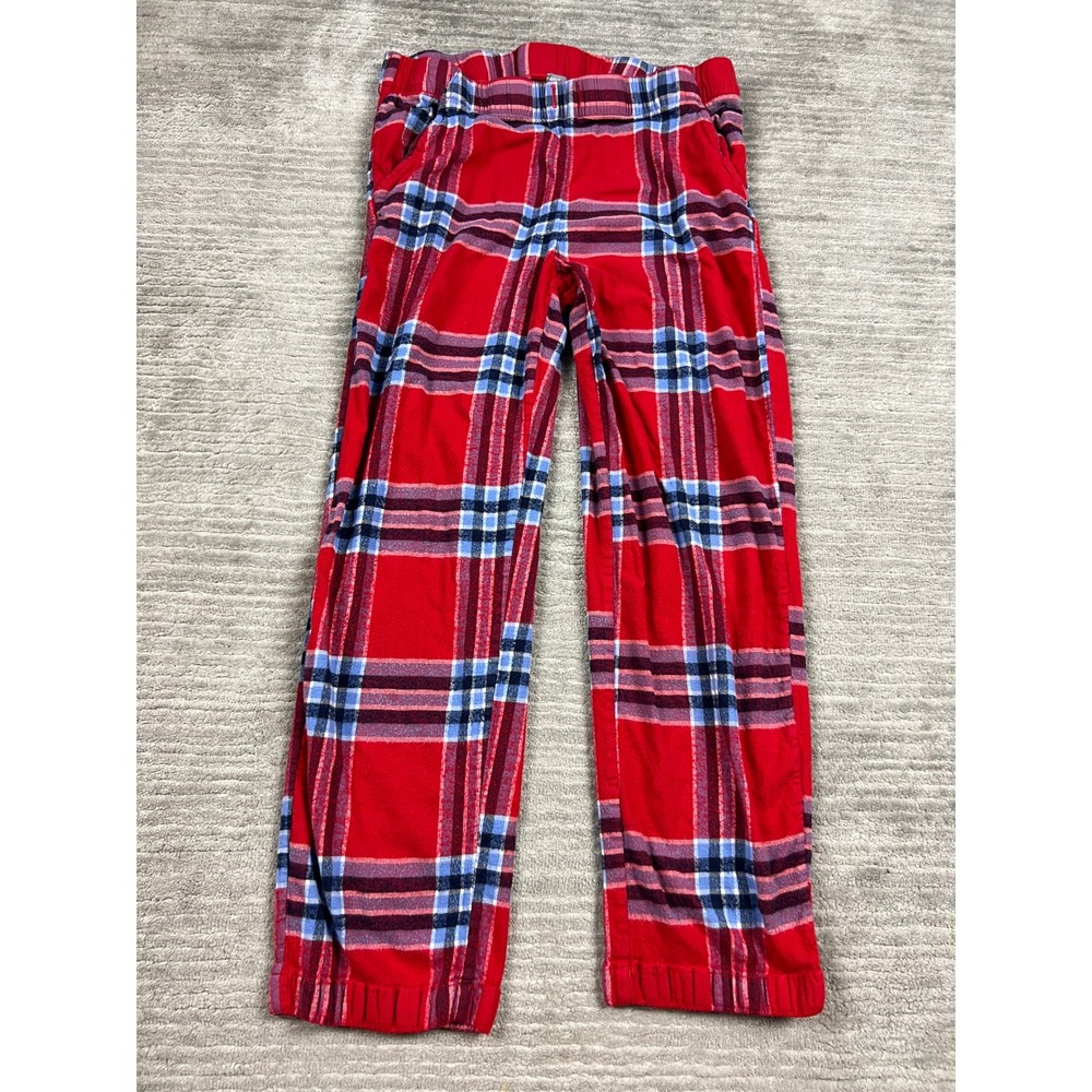 Aerie Pajama Pant Women Medium Short Red Plaid Flannel Sleepwear Pockets Relaxed